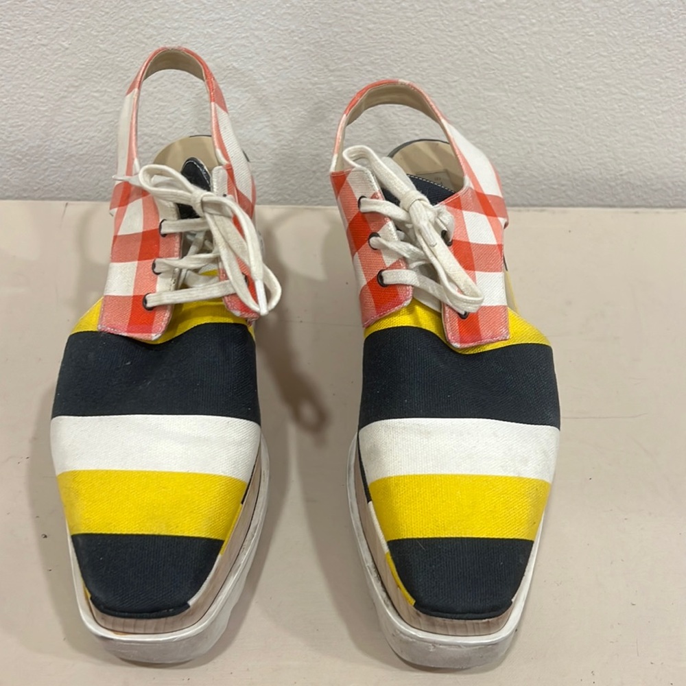 Stella McCartney leather and material platform Slingback shoes